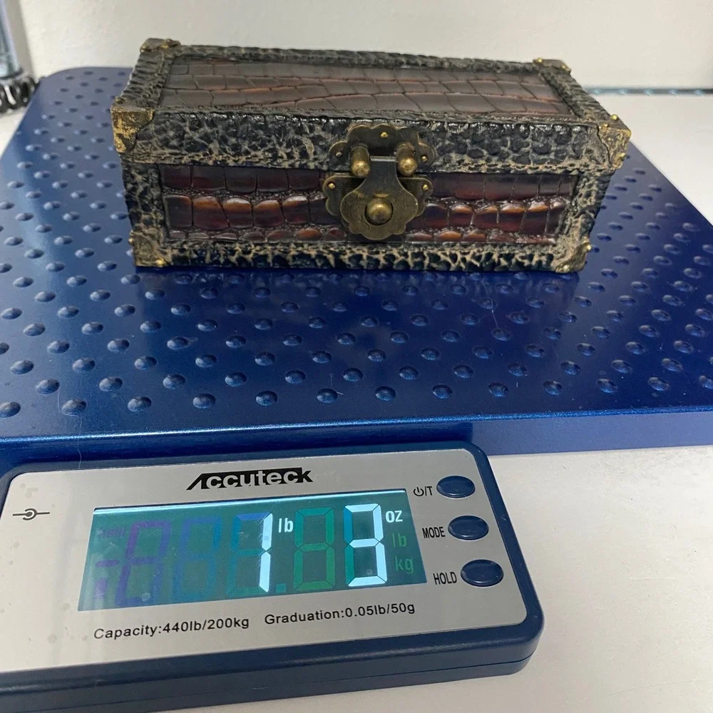 Ornate Faux Crocodile Type Embossed Trinket Jewelry Box‎ Decorative Keepsake